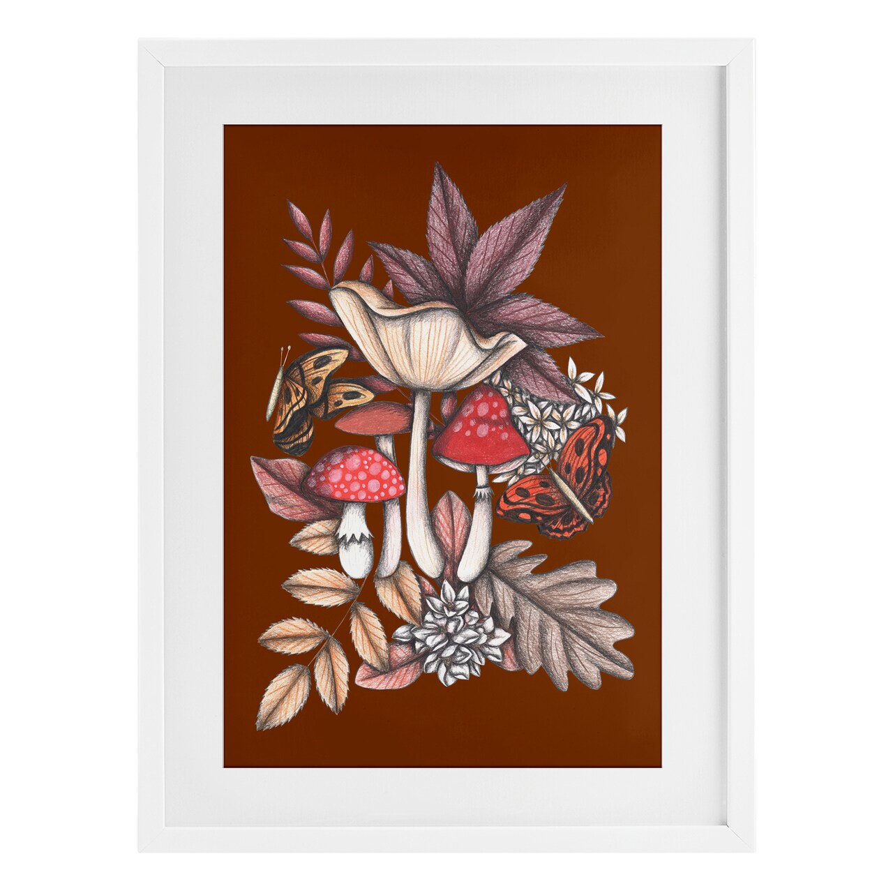 Stupell Industries Autumn Mushrooms Magic Framed Print Under Glass, design by Cecilia Battaini